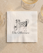 Cocktail napkin with Australian shepherd for wedding