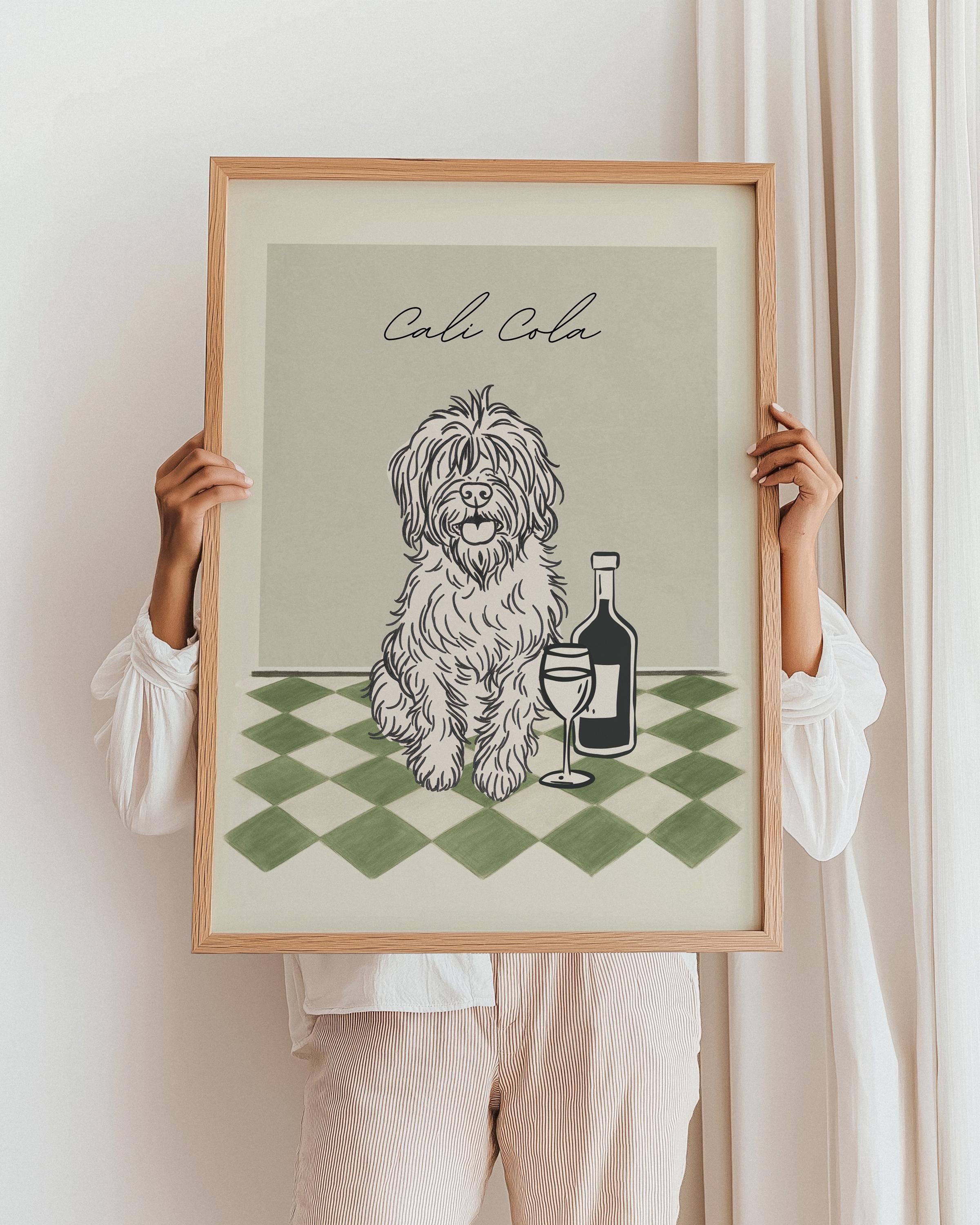 custom pet portrait from photo framed wall art dog illustration