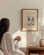 personalized pet portrait wall art in home decor framed dog and cat illustration