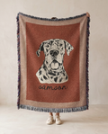 Custom Pet Blanket with Pet Portrait and Name - Woven & Color Boarder