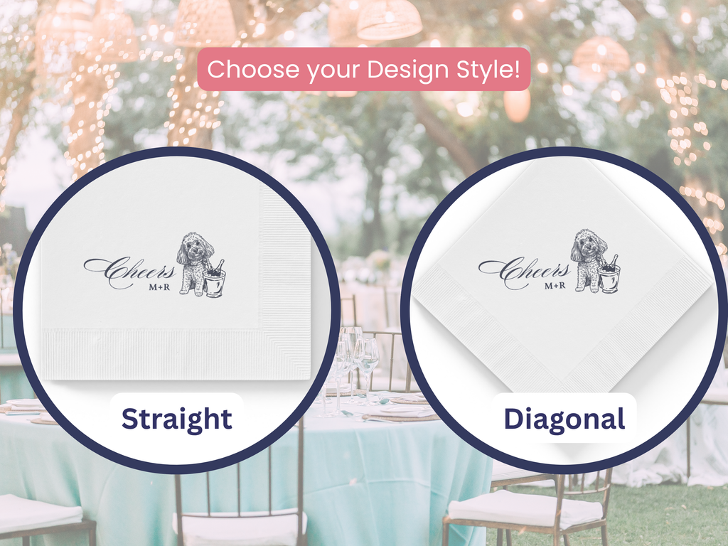 Custom Cocktail Napkins with Dog, Personalized Pet Wedding Favors