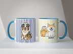 Two mugs with animal illustrations on a white background