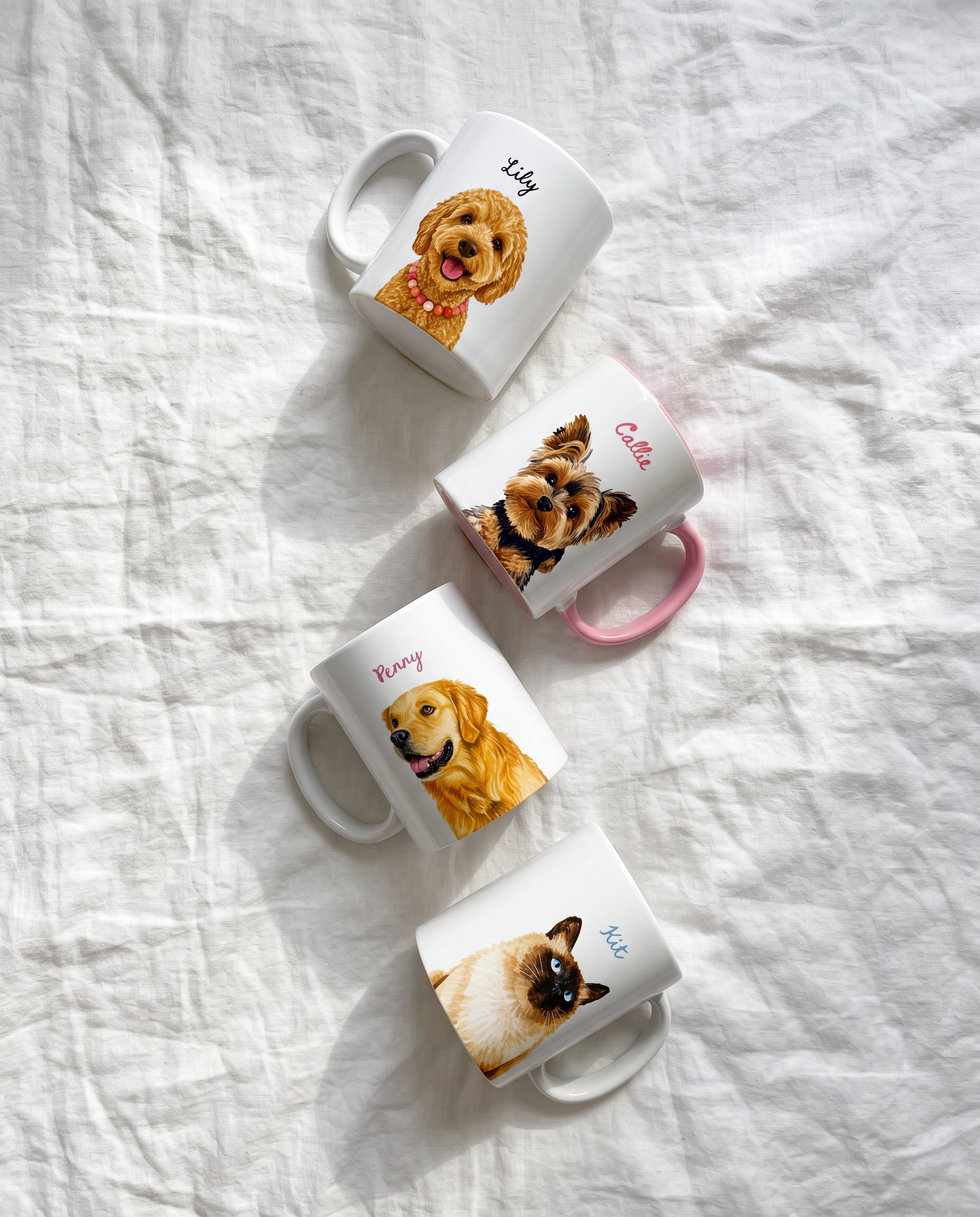 Custom Pet Mug Dog Portrait Illustration with Name