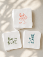 Custom Pet Cocktail Napkins | Color Line Art Dog Cat Portrait